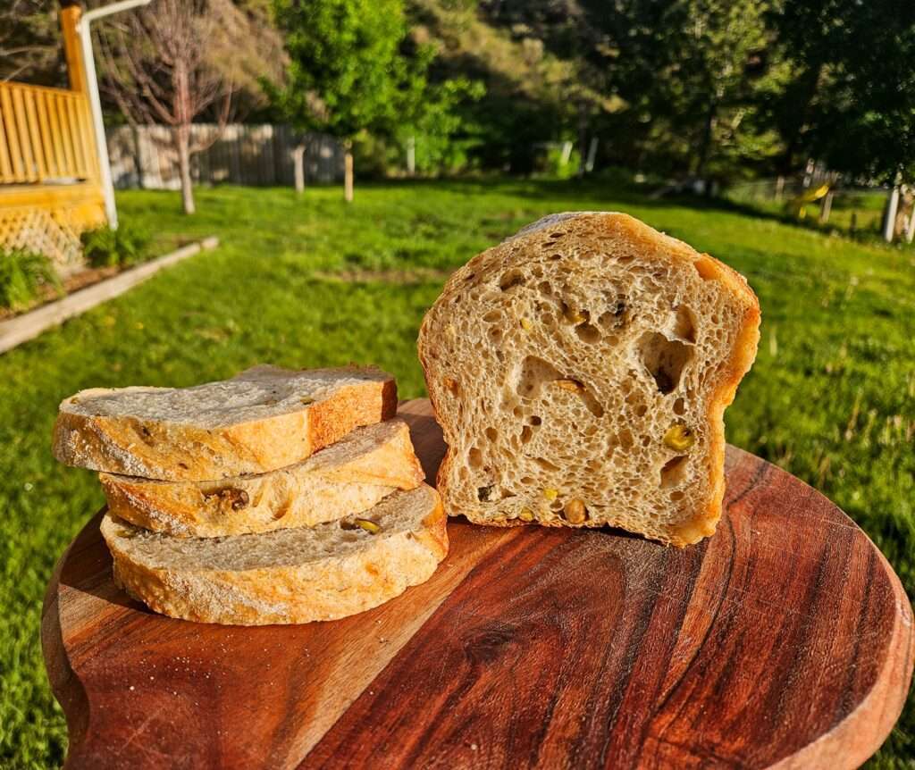 pistachio and honey sourdough bread