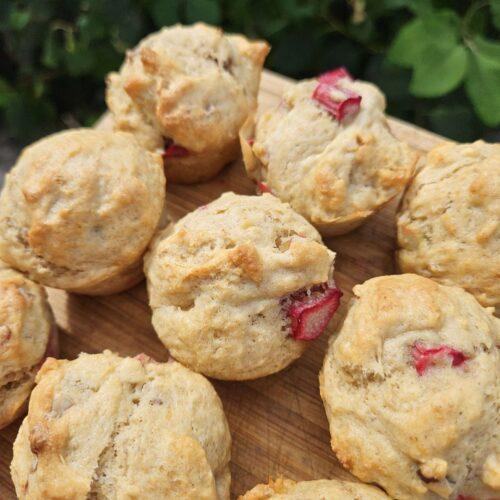 sourdough rhubarb mini muffins