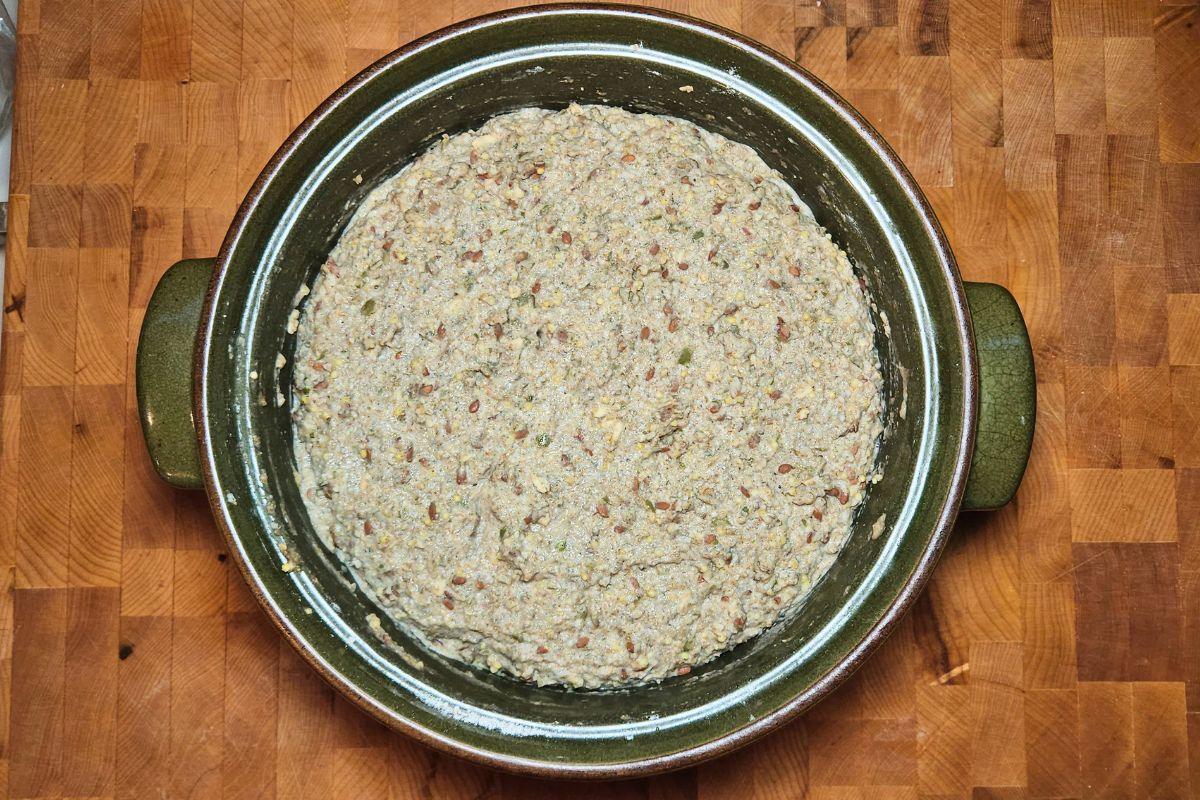 fermented dark rye sourdough bread dough